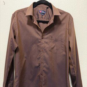 Otto men's dress shirt, brown purple luster, button down, Medium (38")